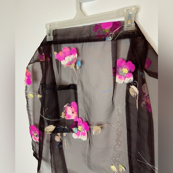 Apron Fancy Vintage Hand Painted New Never Used Sheer Fabric One Pocket - Picture 6 of 12